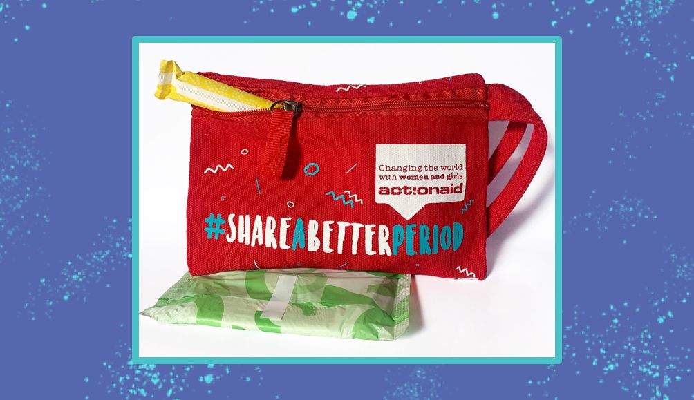 This custom-designed 'share a better period' pouch is perfect for storing period essentials