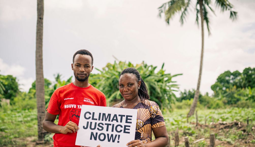 Steven and Joyce work for Action Aid in Tanzania. Here they are at house ruins in the village Njinjo in southern Tanzania which was completely destroyed by flash floods in 2020 killing some villagers and displacing hundreds.