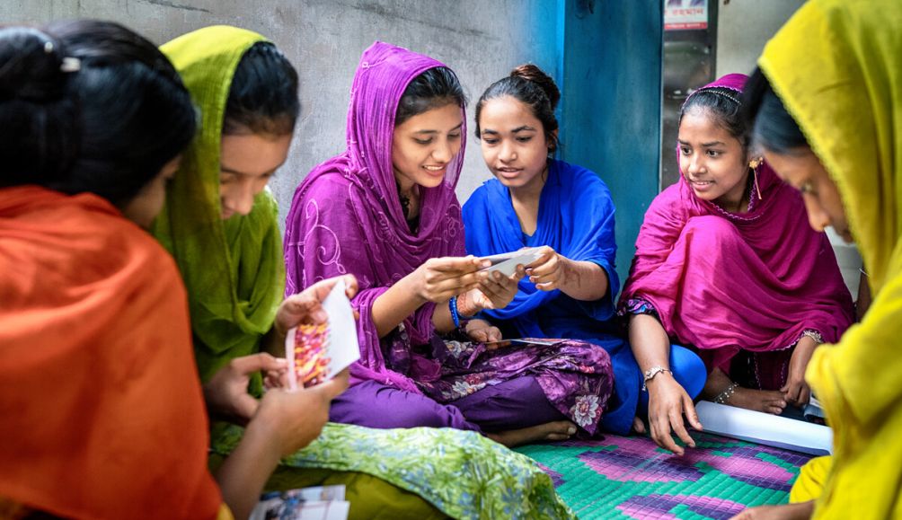 Girls from the Bangladesh research team spending time together.