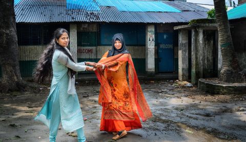 Girls in Bangladesh playing together