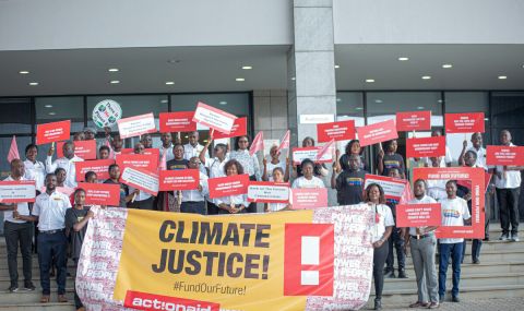 People attending a climate justice rally