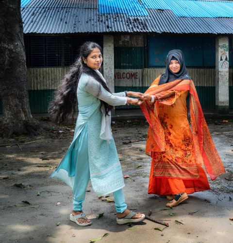 Girls in Bangladesh playing together