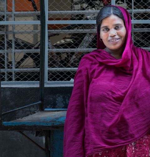 mother with her child in front of a bike