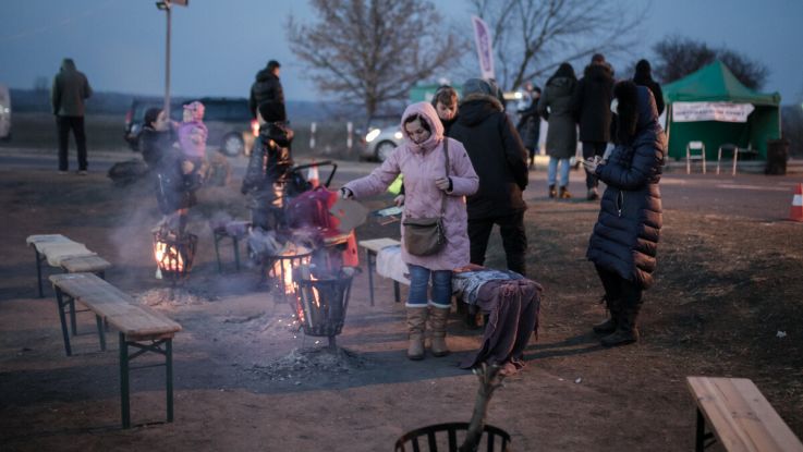 ActionAid Staff pictured at Zosin crossing point on the Polish Ukraine border. Where ActionAid partners PAH (Polish Humanitarian Action) are operating