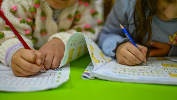 Children in class at the Kareemat shelter, Turkey